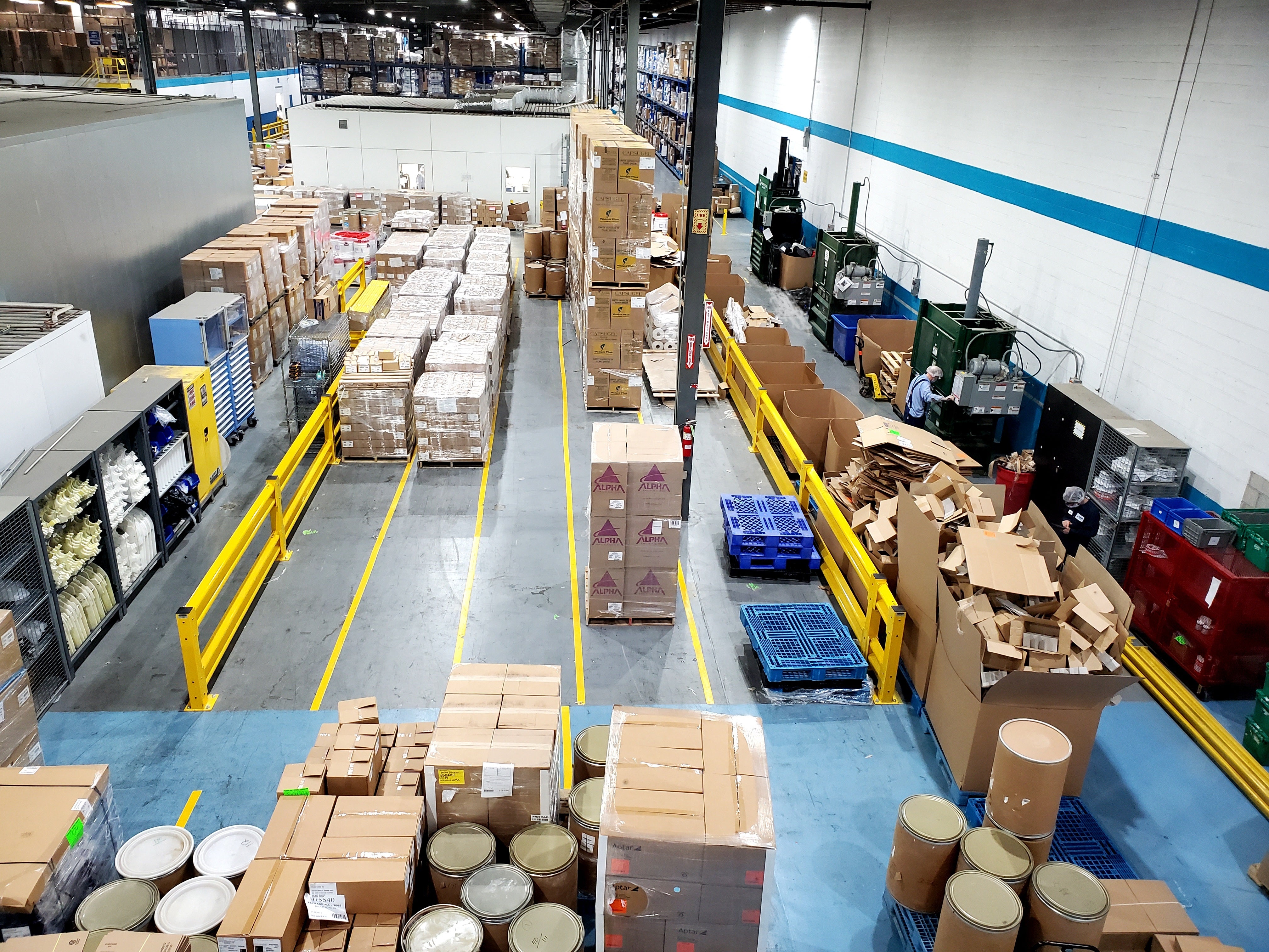 Cardboard from packaging and other items sorted for recycling as part of the zero-waste-to-landfill
