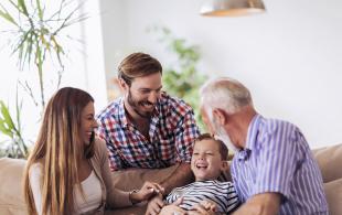 family on couch