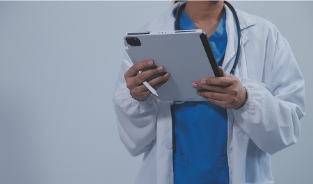 healthcare professional adding notes